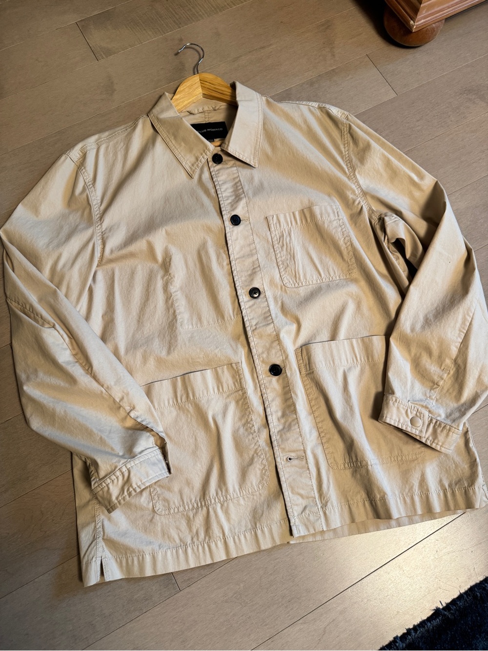Men's Lightweight Beige Button-Up Shirt Jacket / Chore